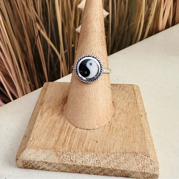 Yin And Yang Sterling Silver Ring, Boho Ring, Yoga Ring - Picture 1 of 6